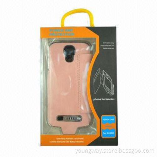 Samsung S4 battery leather case, window 3,000mAh